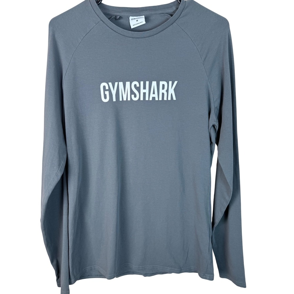 Gymshark Womens Long Sleeve Training Top Grey Graphic Logo Shirt GMLT4228 Size M